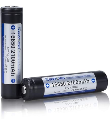 Amazon.com: OooSure 2 pcs 3.7V 16650 2500mAh Button Top